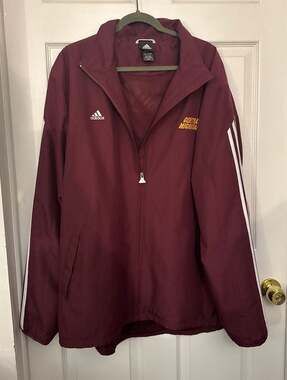 Adidas Central Michigan Chippewas Full Zip Windbreaker Jacket Maroon